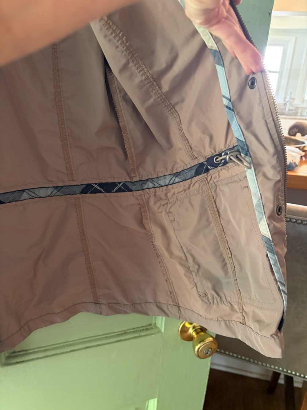 Barbour Dockray Casual Utility Tan Zip Front Jacket size 4 small - Picture 9 of 13